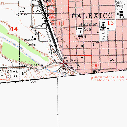 Topographic Map of Border Park, CA