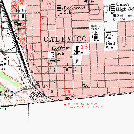 Topographic Map of First American Baptist Church, CA