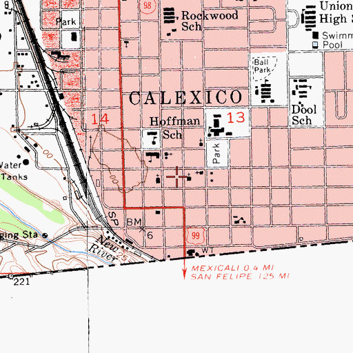 Topographic Map of First Methodist Church, CA