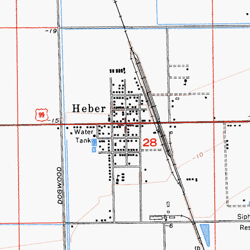 Topographic Map of Heber Post Office, CA