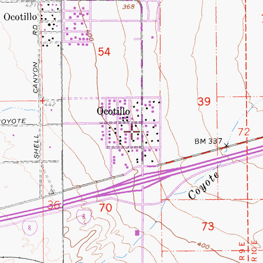 Topographic Map of Ocotillo Community Center, CA