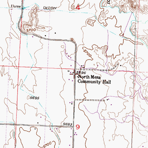 Topographic Map of North Mesa Community Hall, CO