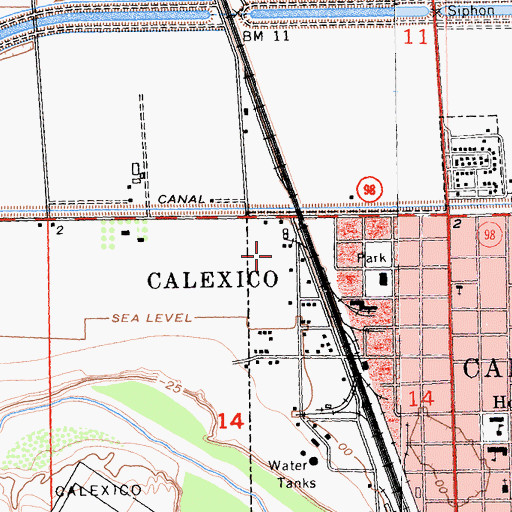 Topographic Map of Vincent Memorial High School, CA