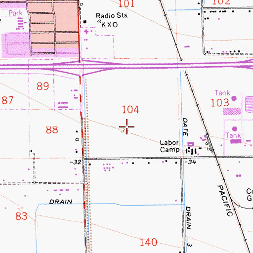 Topographic Map of Broken Spoke Country Club, CA