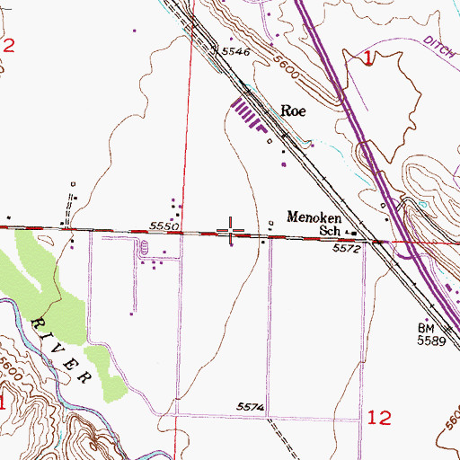 Topographic Map of Menoken School, CO