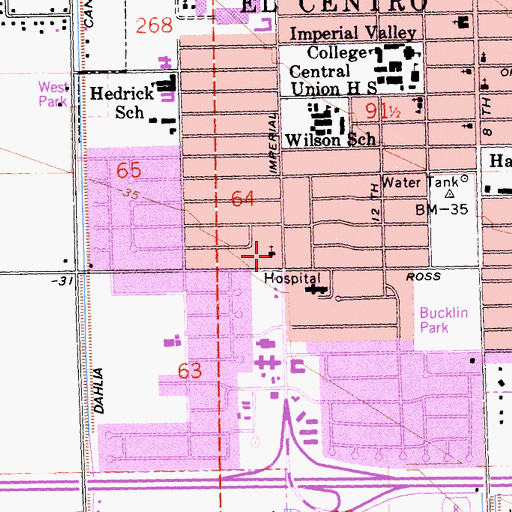 Topographic Map of Central Baptist Church, CA