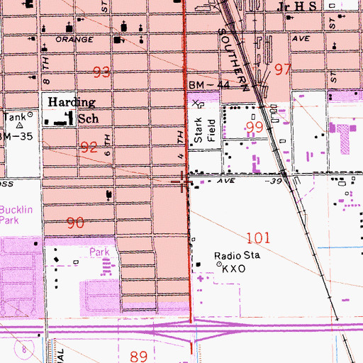 Topographic Map of Central High Adult Education School, CA