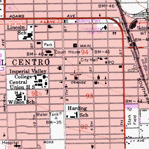 Topographic Map of Church of Christ, CA