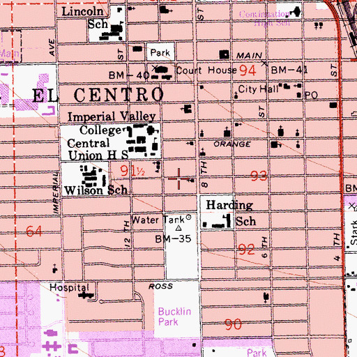 Topographic Map of Church of Christ, CA