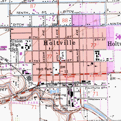 Topographic Map of Church of Christ, CA