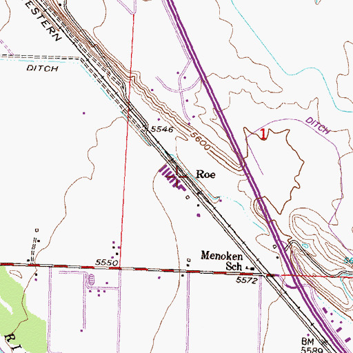 Topographic Map of Roe, CO