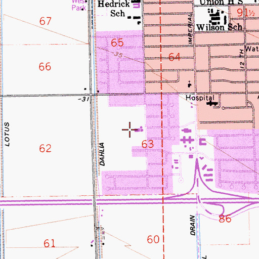 Topographic Map of De Anza School, CA