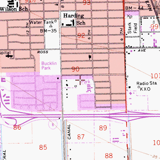 Topographic Map of Desert Gardens Park, CA