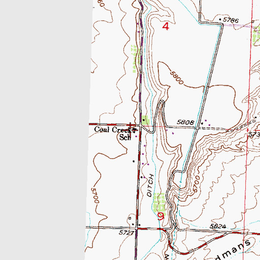 Topographic Map of Coal Creek School, CO