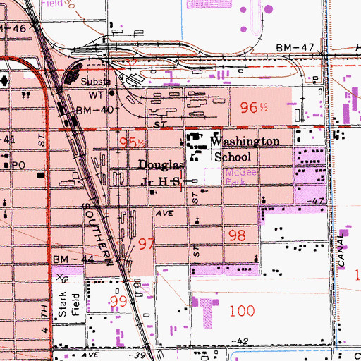 Topographic Map of El Centro Community Center, CA