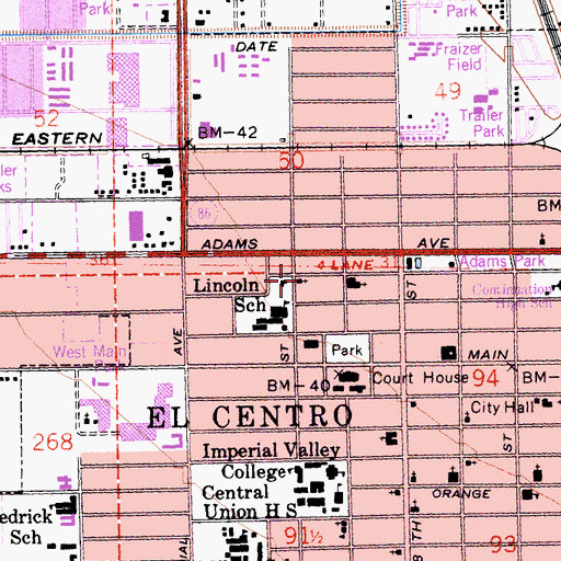Topographic Map of El Centro Korean Church, CA
