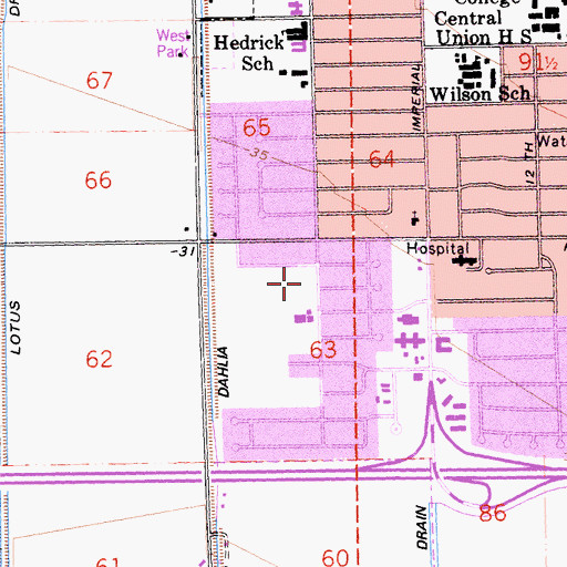 Topographic Map of Exceptional Childrens School, CA