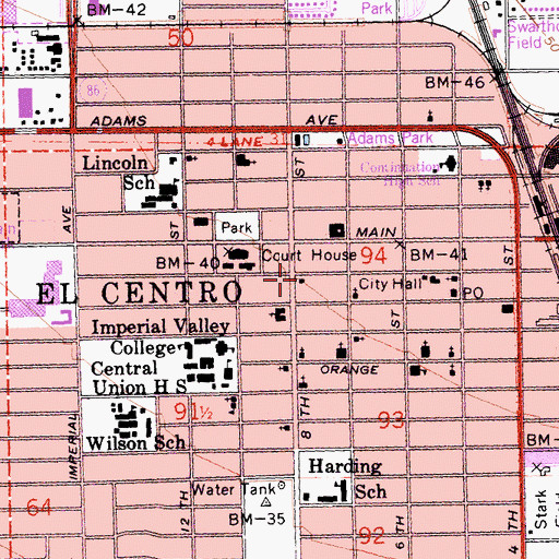 Topographic Map of El Centro Fire Department Station 1 Headquarters, CA