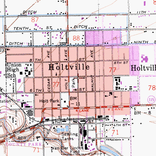 Topographic Map of First Baptist Church, CA