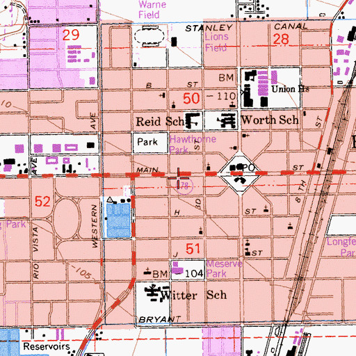 Topographic Map of First Church of Christ Scientist, CA