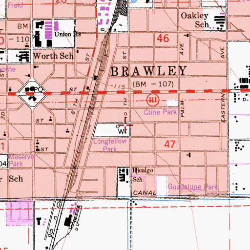 Topographic Map of First Mexican Baptist Church, CA