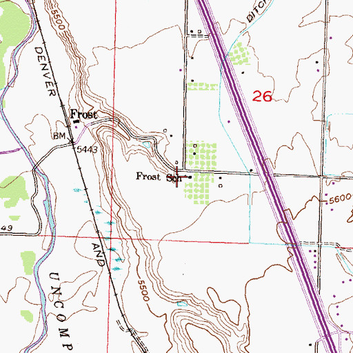 Topographic Map of Frost School, CO