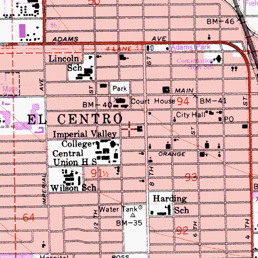 Topographic Map of First United Methodist Church, CA