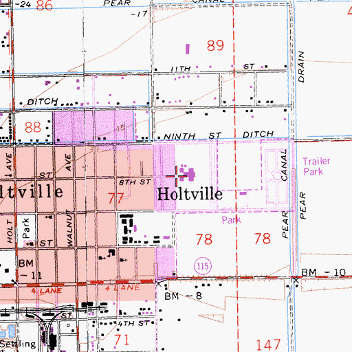 Topographic Map of Holtville Middle School, CA