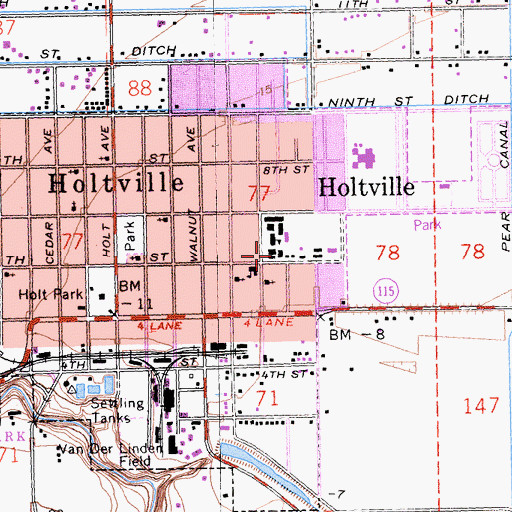 Topographic Map of Holtville Unified School District Office, CA