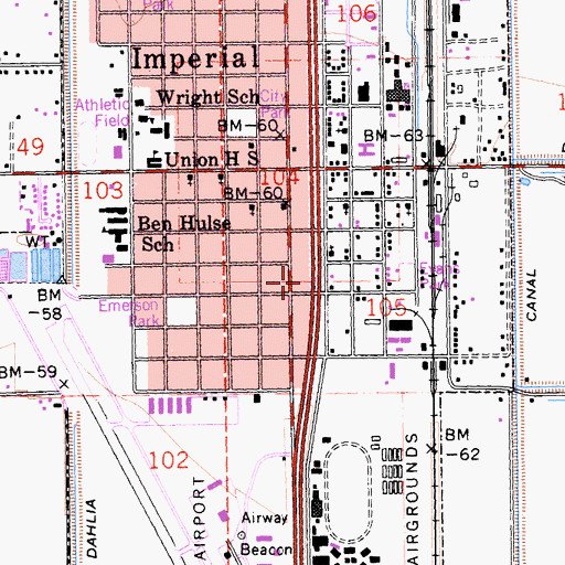 Topographic Map of Imperial Avenue Holbrook School, CA