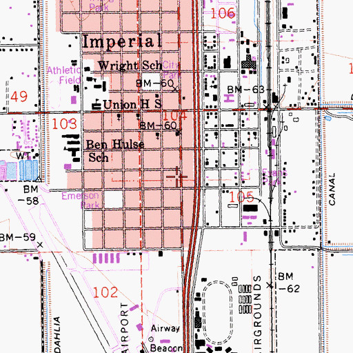 Topographic Map of Imperial Chamber of Commerce, CA