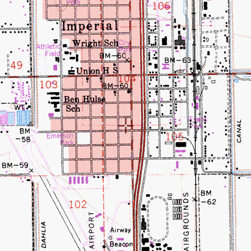 Topographic Map of Imperial City Hall, CA