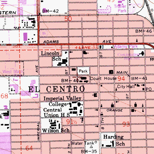 Topographic Map of Imperial County Law Library, CA