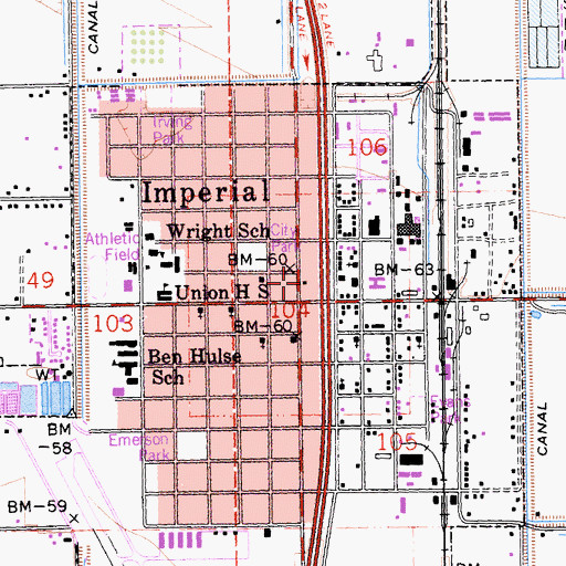 Topographic Map of Imperial Post Office, CA