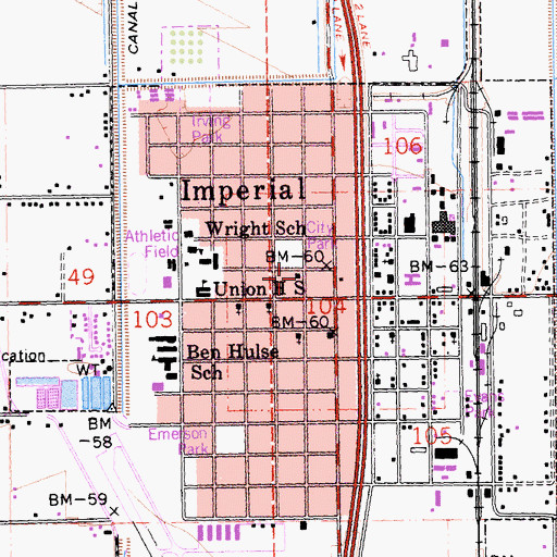 Topographic Map of Imperial Public Library, CA