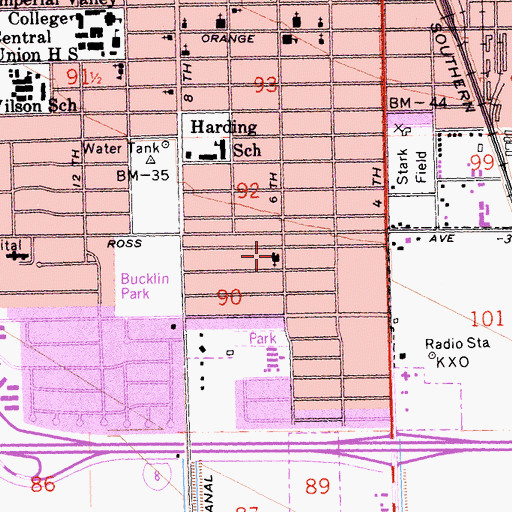 Topographic Map of Imperial Valley Church of Religious Science, CA