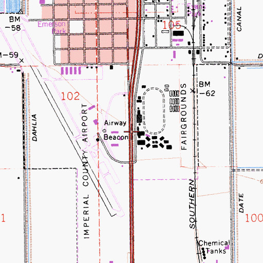 Topographic Map of Imperial Valley Pioneer Museum, CA