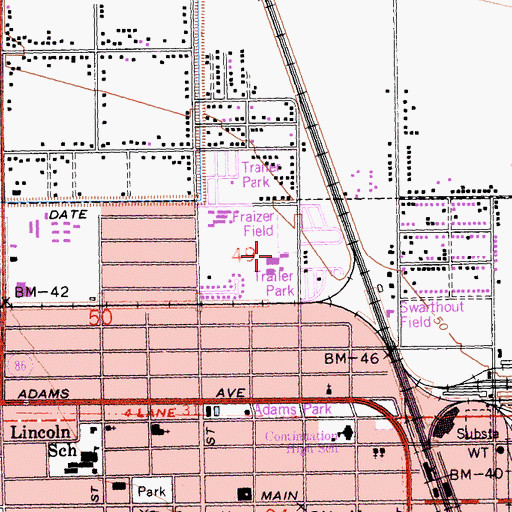 Topographic Map of Kennedy Middle School, CA