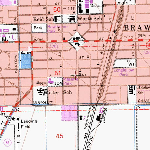 Topographic Map of Sacred Heart School, CA