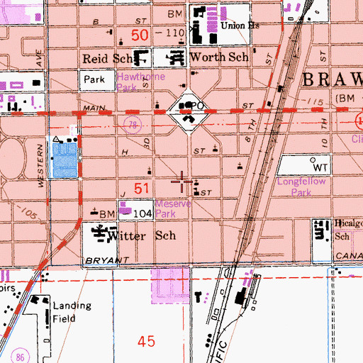 Topographic Map of Sacred Heart Roman Catholic Church, CA