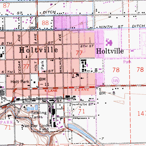 Topographic Map of Saint Josephs Elementary School, CA