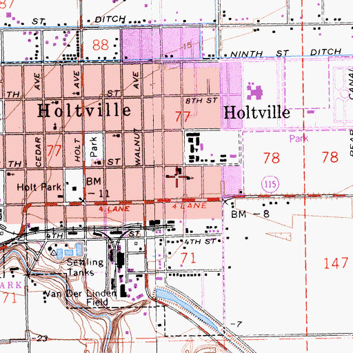 Topographic Map of Saint Pauls Evangelical Lutheran Church, CA