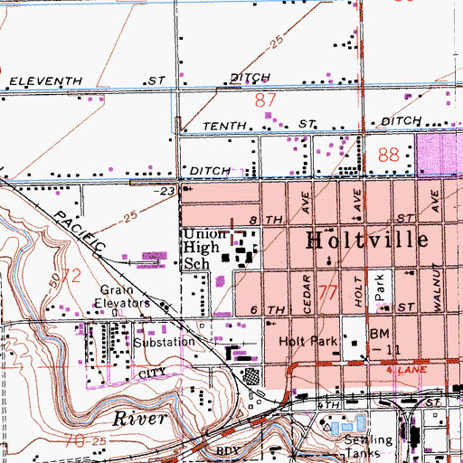 Topographic Map of Sam Webb High School, CA