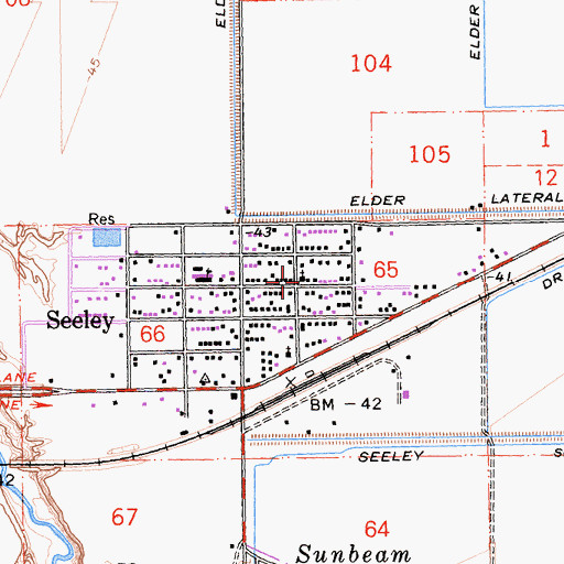 Topographic Map of Seeley Community Church, CA