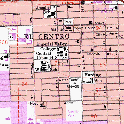 Topographic Map of Seventh Day Adventist School, CA