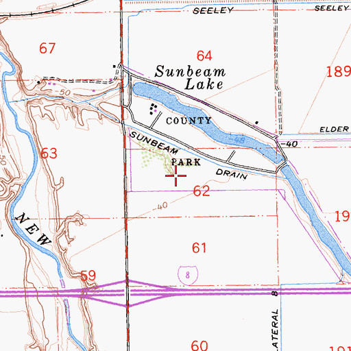 Topographic Map of Sunbeam Lake County Park, CA