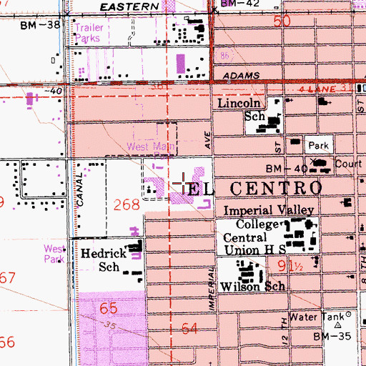 Topographic Map of Valley Plaza Shopping Center, CA