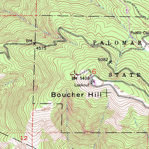Topographic Map of Boucher Trail, CA