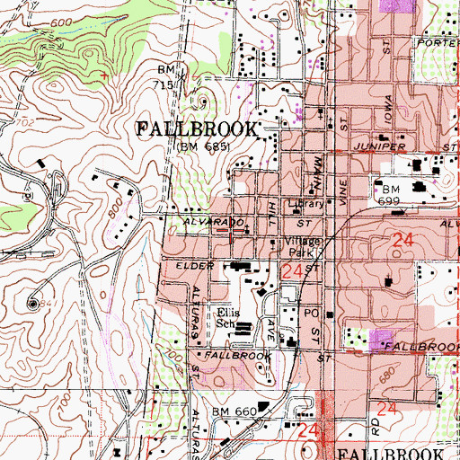 Topographic Map of Chapel of the Hill Foursquare Church, CA