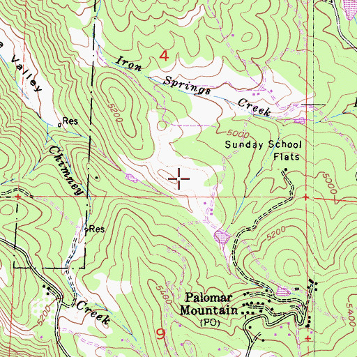 Topographic Map of Chimney Flats, CA